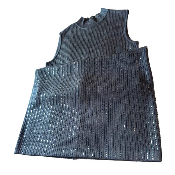St John - sleeveless sequin black sweater Dress with mock turtleneck, size:12 - Picture 6 of 14